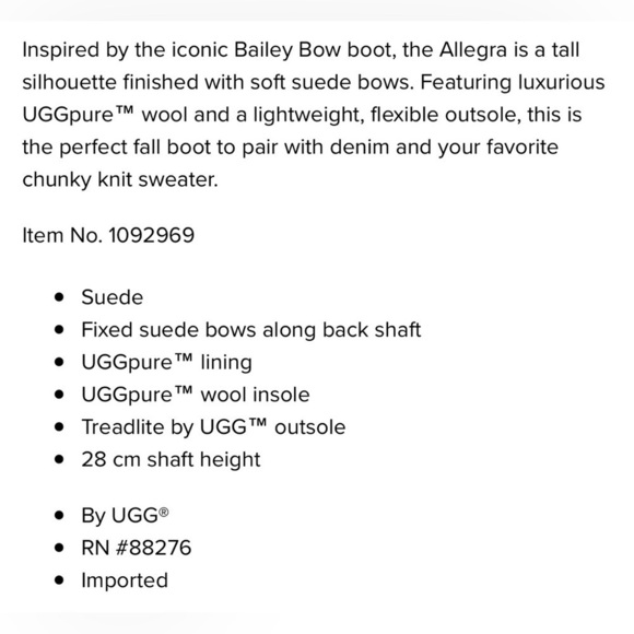Ugg Allegra Double Bow Chestnut Shearling Mid Boots Womens Size 6 - Picture 13 of 14